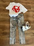 Silver coated leather pants