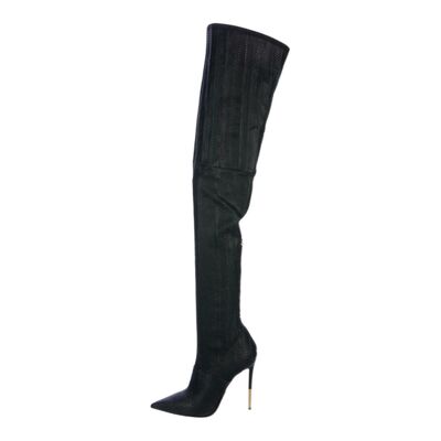Over-the-knee snakeskin boots