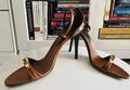 Leather high heels sandals