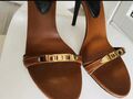 Leather high heels sandals