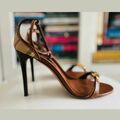 Leather high heels sandals