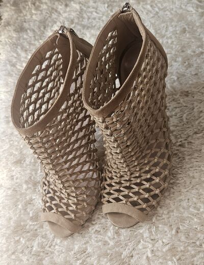 Suede high heels sandals