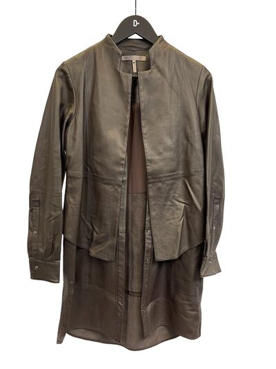 Brown leather coat