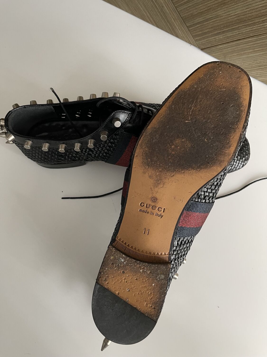 Studded black shoes Gucci 44 buy pre owned at 300 EUR