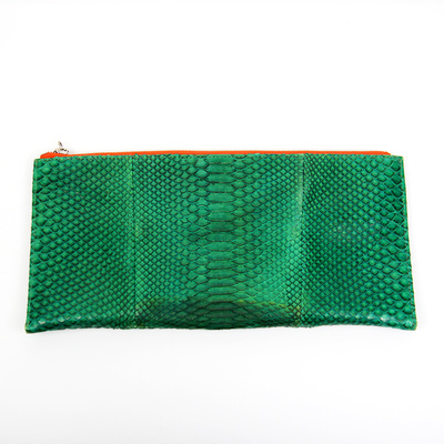 Snakeskin leather clutch