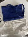Blue leather handbag