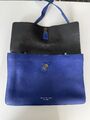 Blue leather handbag