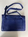 Blue leather handbag