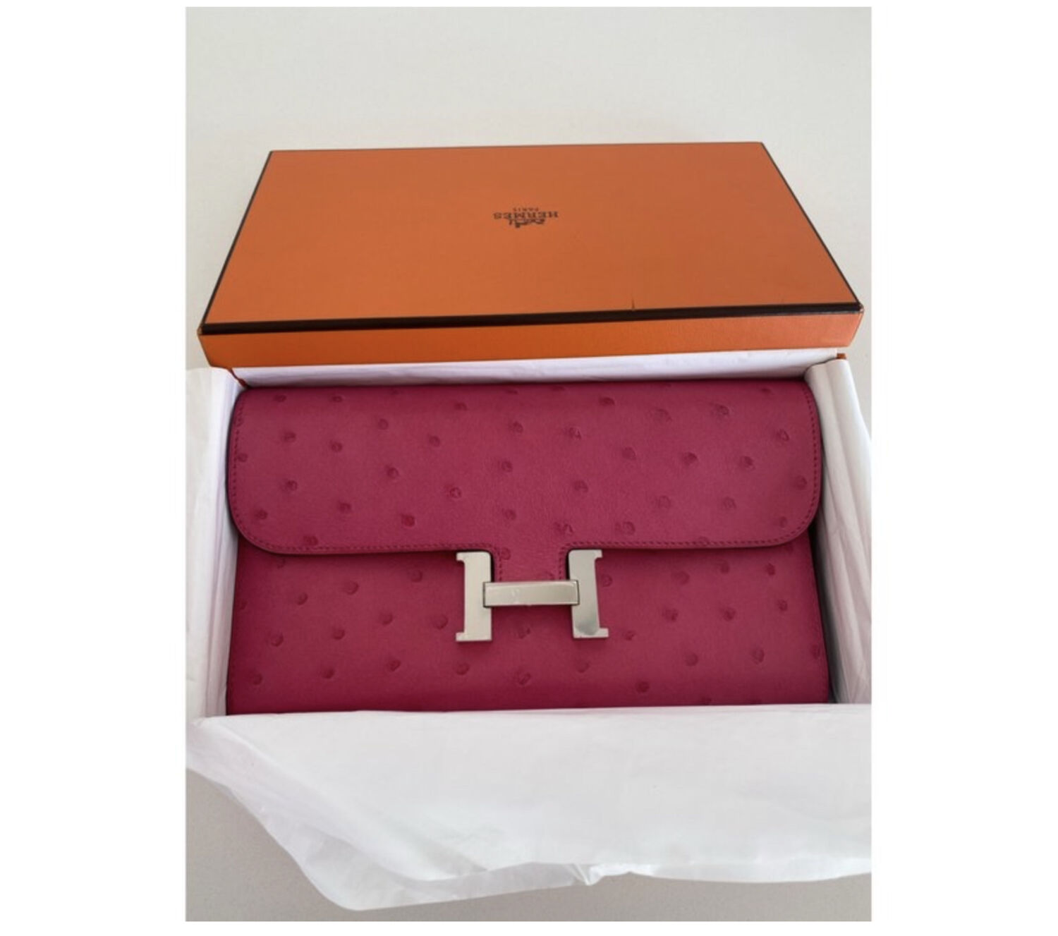 Hermes Vert Anis Ostrich Zip Wallet