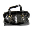 Black genuine croc leather handbag