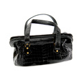 Black genuine croc leather handbag