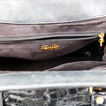 Black genuine croc leather handbag