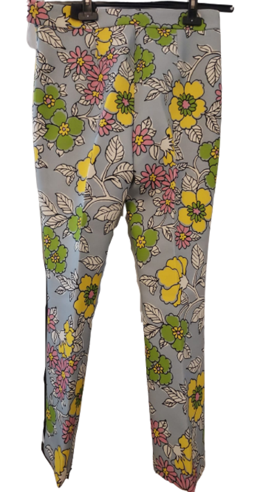 Floral-Print Crepe Flared Pants