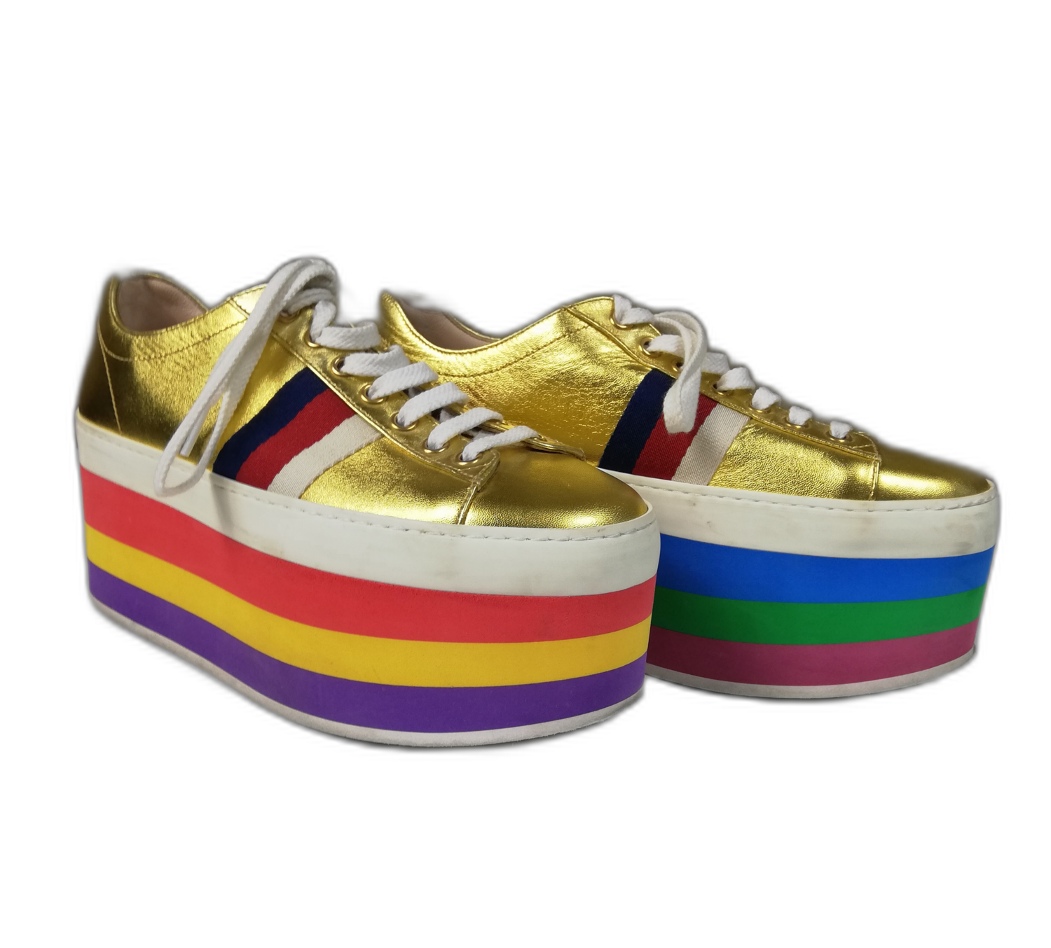 Leather Platform Sneakers Gucci 36 buy pre owned at 210 EUR