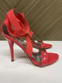Red high heel sandals