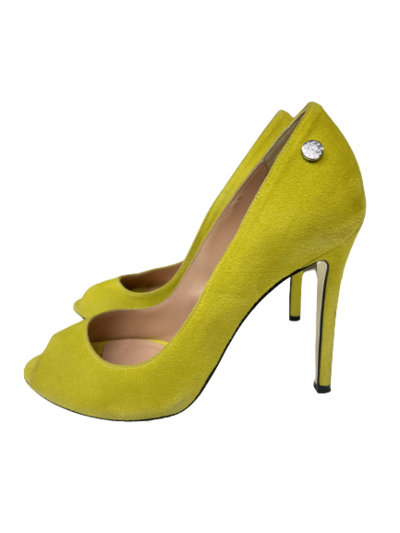 Yellow suede pumps