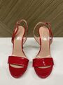 Red patent sandals