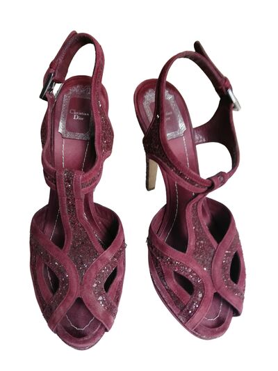 Burgundy platform sandals