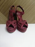 Burgundy platform sandals