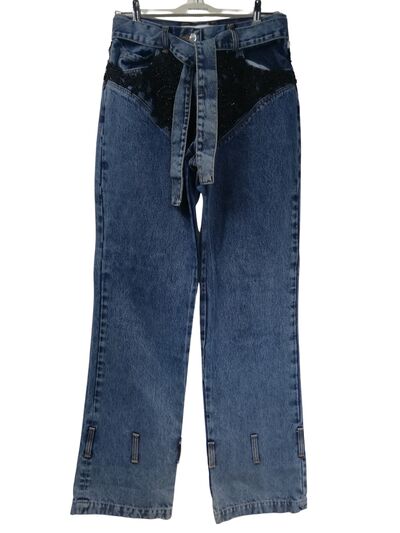 Black lace blue jeans
