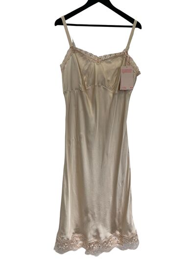 Nude satin slip dress