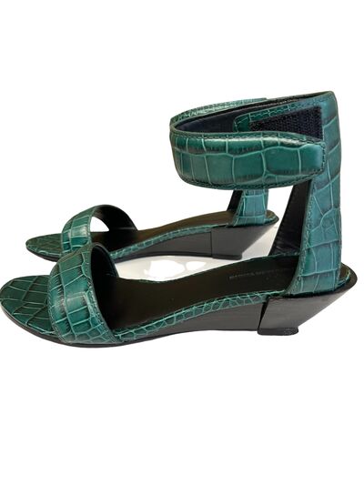Green ankle strap sandals
