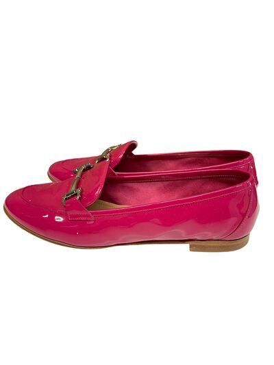 Pink patent loafers