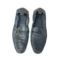 Blue leather loafers