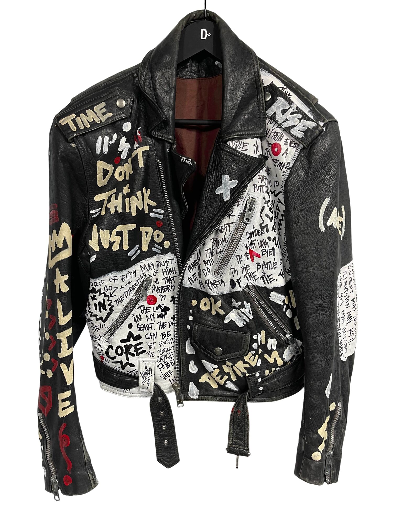 Graffiti-print leather biker jacket No brand - S, buy pre-owned at 280 EUR