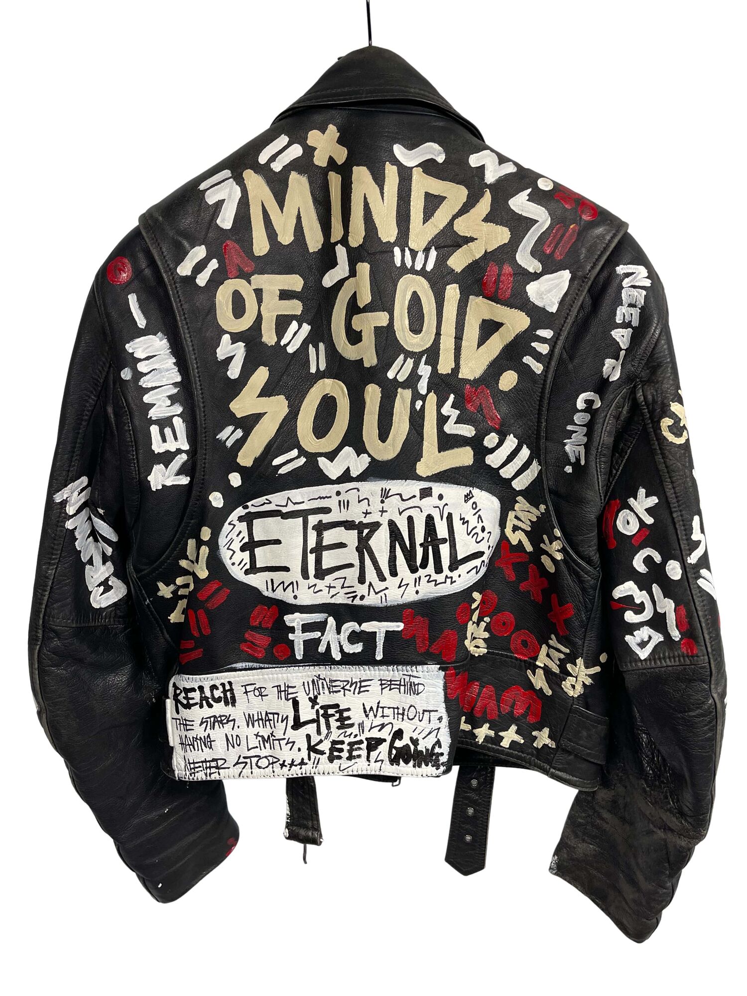 TEXT PRINT BIKER JACKET