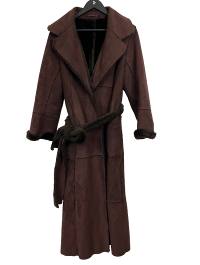 Belted suede coat