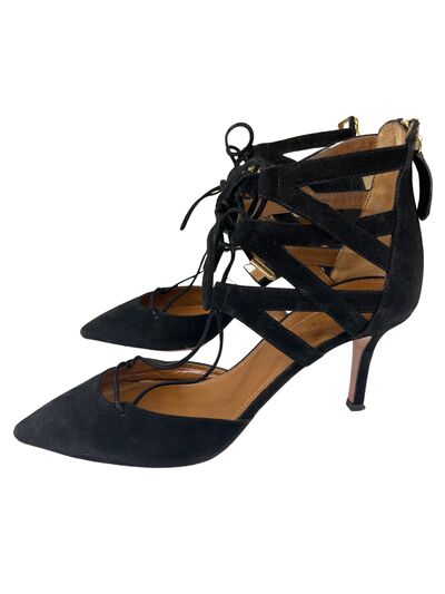 Black suede pumps