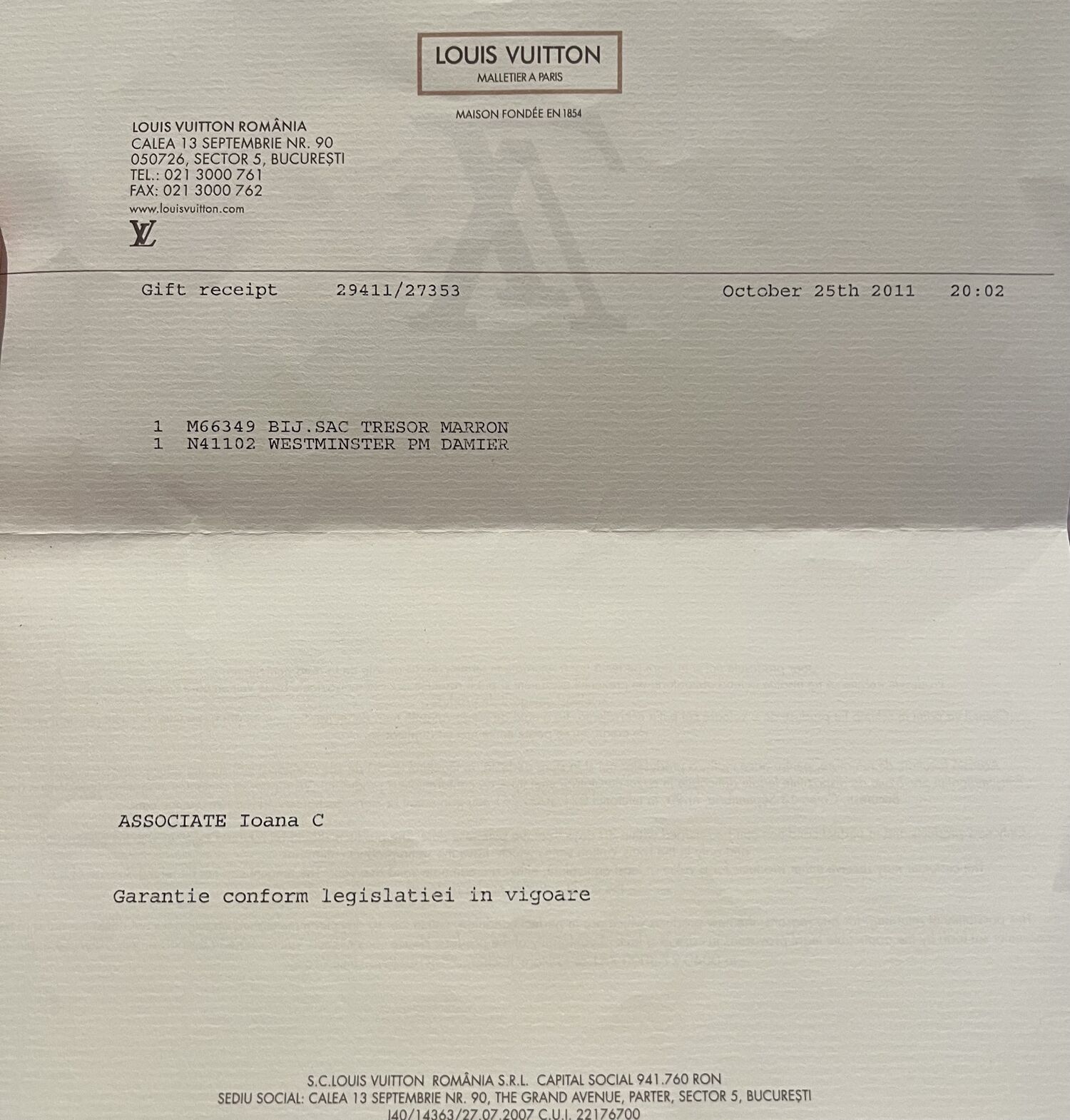 louis vuitton gift receipt