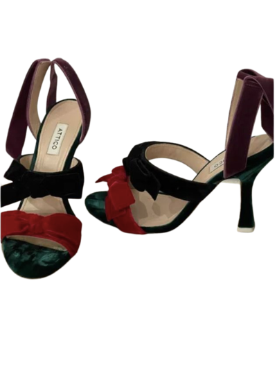 Velvet high heels sandals
