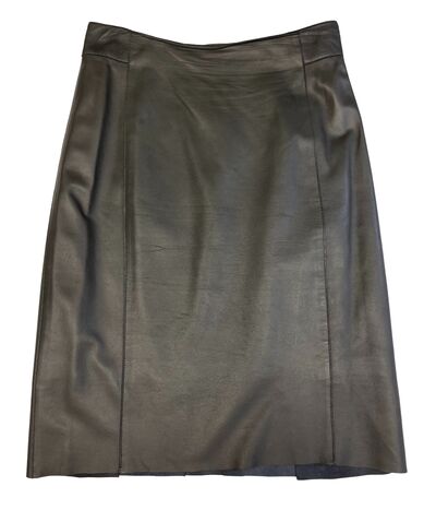 Leather midi skirt