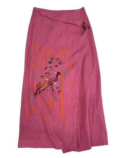 Pink linen skirt