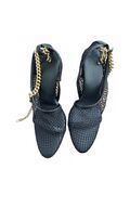 Chain-trimmed mesh sandals