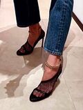 Chain-trimmed mesh sandals