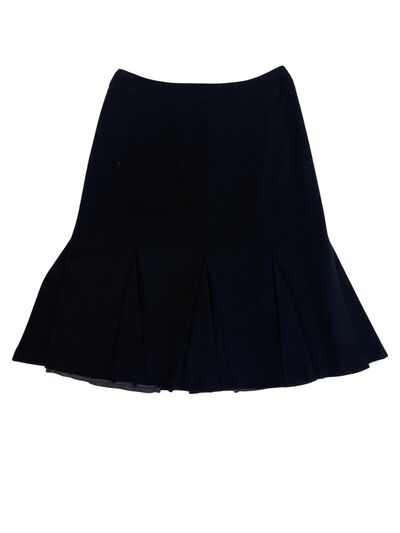 Black wool midi skirt
