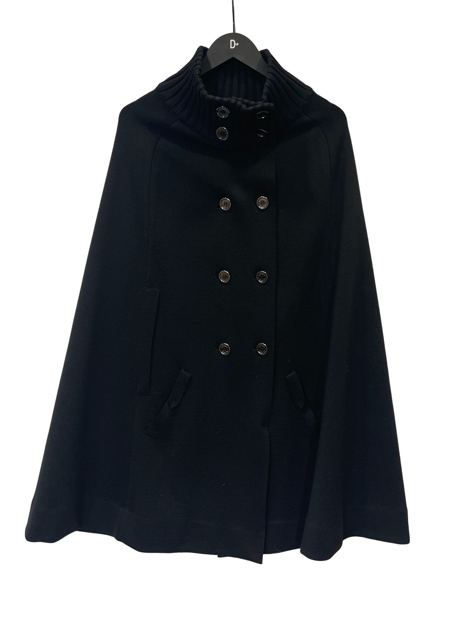 Black wool cape Burberry M buy pre owned at 240 EUR
