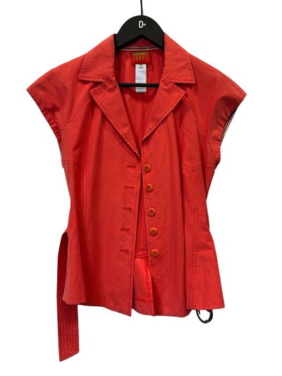 Red sleeveless top