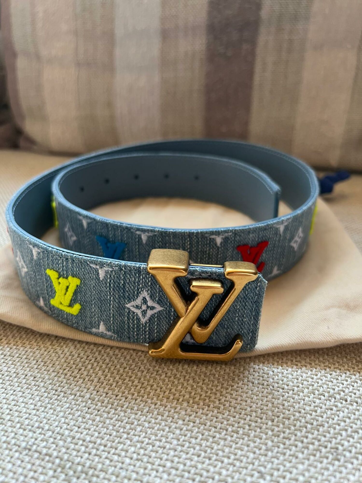 Louis Vuitton, Accessories, Rare Louis Vuitton Monogram Denim New Wave  Belt