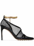 Chain-trimmed mesh sandals