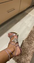 Leather high heels sandals