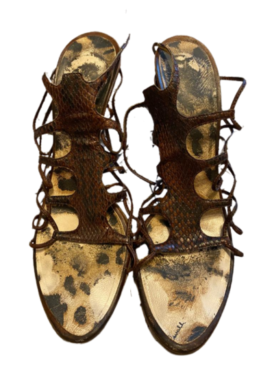 Exotic leather Lace up Sandals