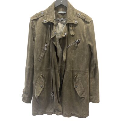 Suede trench-coat