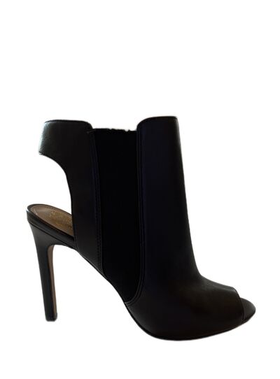 Leather open toe booties