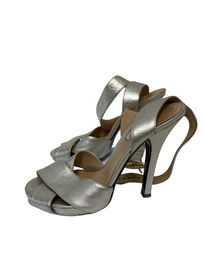 Silver leather sandals
