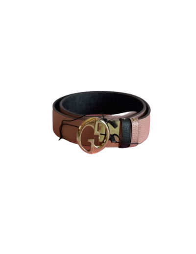 Leather logo buckle belt
