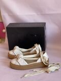 Leather Bow Creeper Sandal Espadrilles